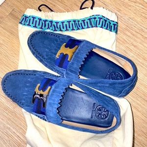 Tory Burch Royal Blue Velvet Flat